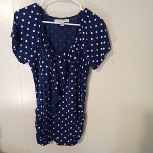 French Laundry Dark Blue Blouse with White Dots